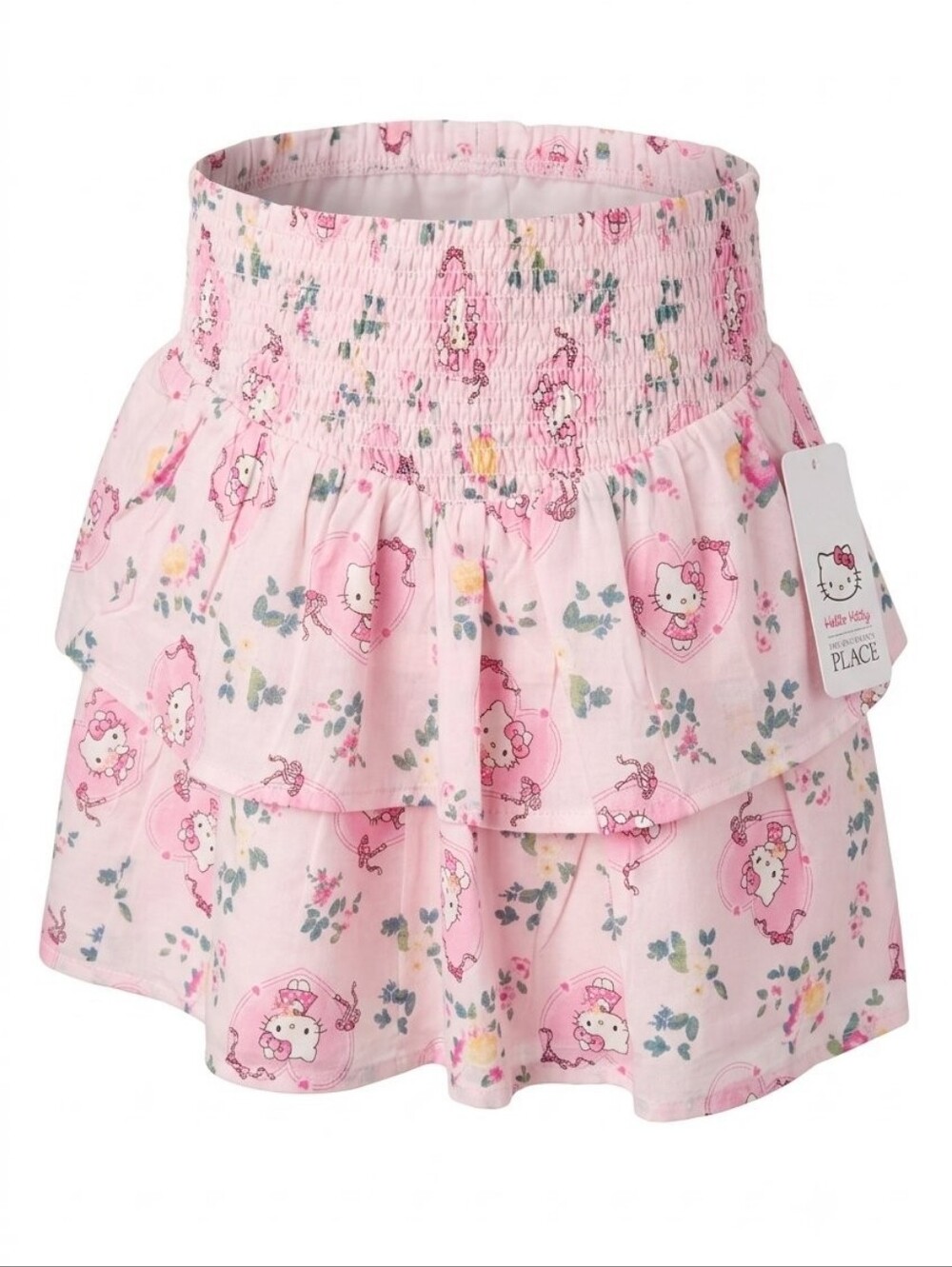 Hello Kitty Pink Floral Tiered Ruffle Skirt
